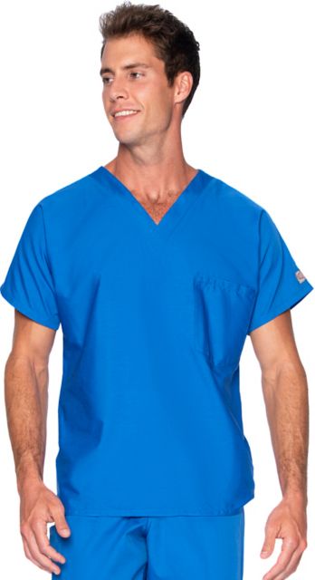 Scrub Zone Unisex 1-Pocket V-Neck Scrub Top Royal Blue Xtra Large
