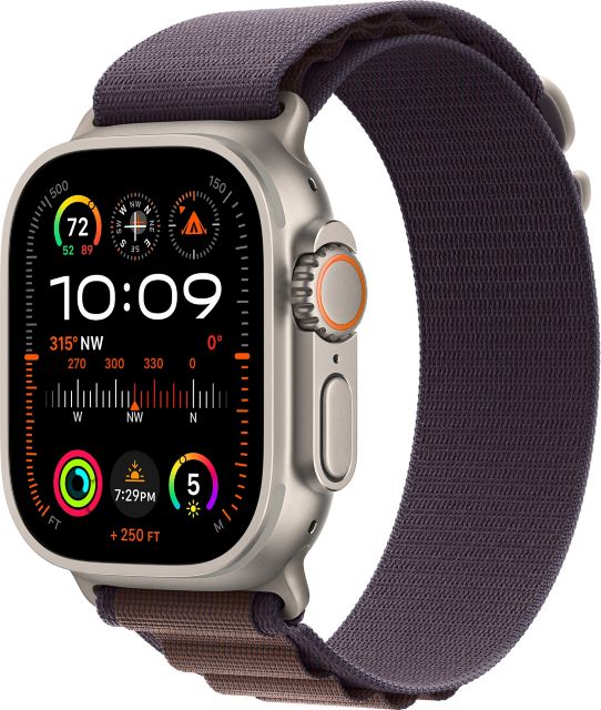 Apple Watch Ultra 2 GPS + Cellular, 49mm Titanium Case with Indigo Alpine Loop - Large